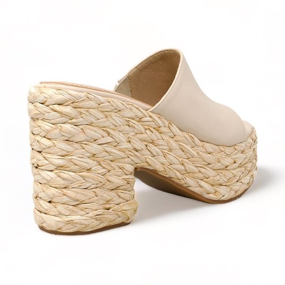 Slip On High Heel Slides Espadrille Flatform Sandals Mules for Women - Picture 3 of 4